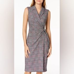 Calvin Klein houndstooth faux wrap dress